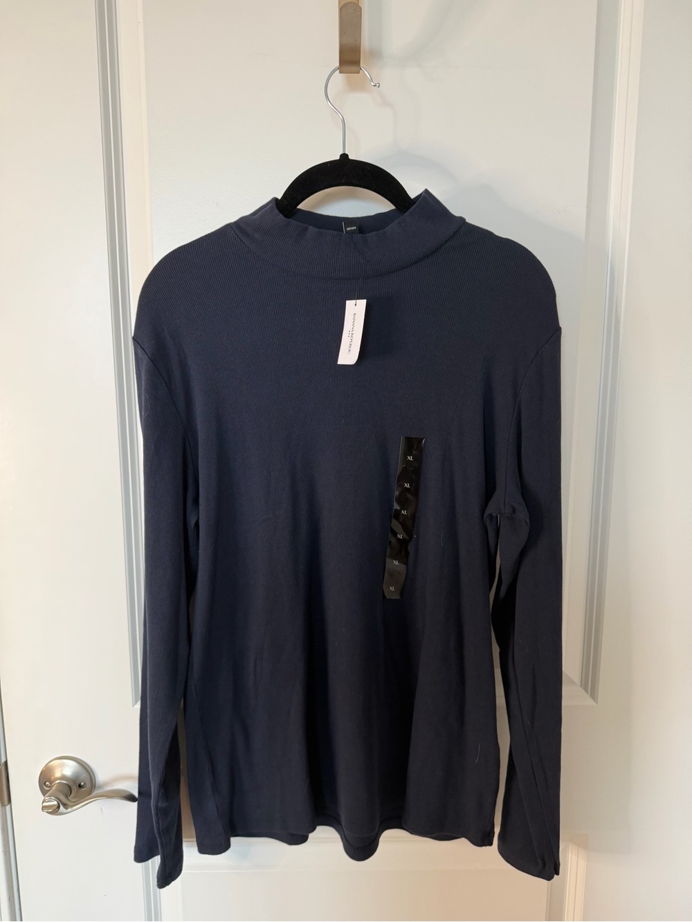 Banana Republic Long Sleeve Mock Neck Tee - Navy Blue